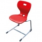 Schülerstuhl, Freischwinger, Gestell RAL 9006 weißaluminium, mit optionalen Aufstuhlschutz 